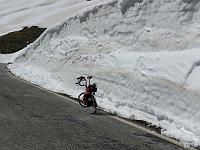 roadblock SNOW  Karl's Bike Friday dwarfed by snow banks.
